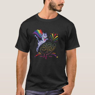 Homosexual Cat With Rainbow Flag Gay Af 1 T-Shirt