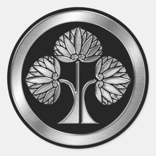 Honda Clan Kamon Silver Chrome Classic Round Sticker