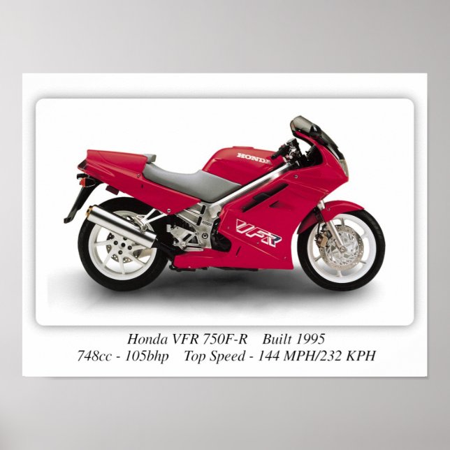 Honda VFR 750F-R Motorcycle - A3 Poster (Front)
