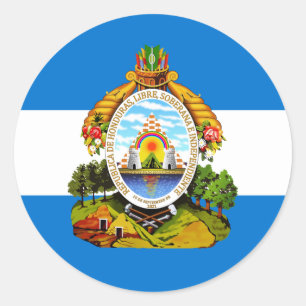 Honduran Flag & Coat of Arms, Flag of Honduras Classic Round Sticker