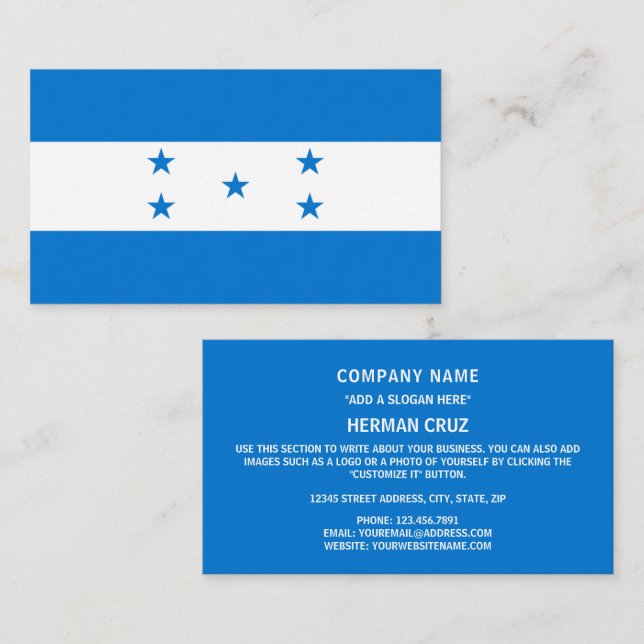 Honduran Flag, Flag of Honduras Business Card (Front/Back)