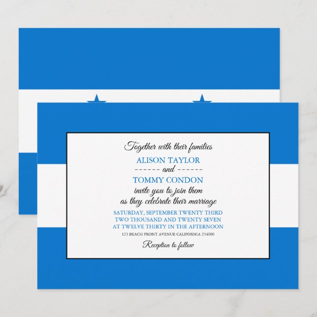 Honduran Flag, Flag of Honduras Wedding Invitation (Front/Back)