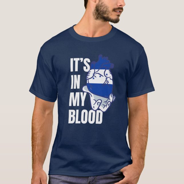 Honduran Flag Heart Blood Veins Hand Honduras T-Shirt (Front)
