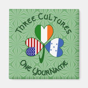 Honduran Irish American Flag Shamrock Personalised Magnet