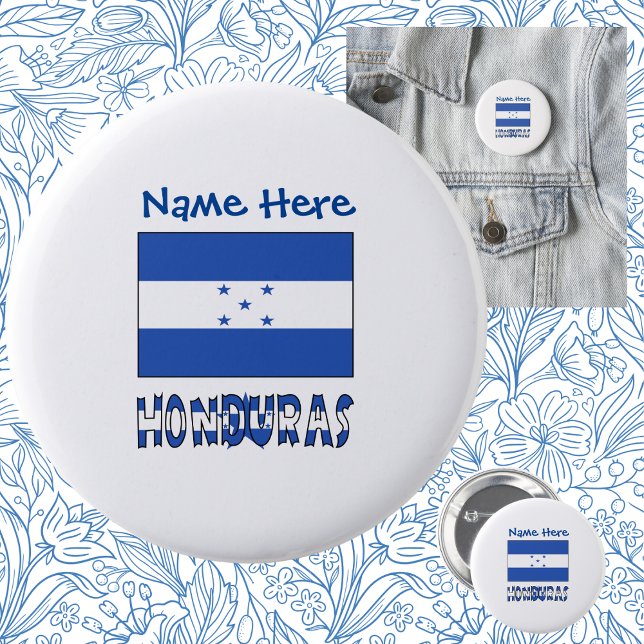 Honduras and Honduran Flag Blue Personalisation 6 Cm Round Badge (Creator Uploaded)