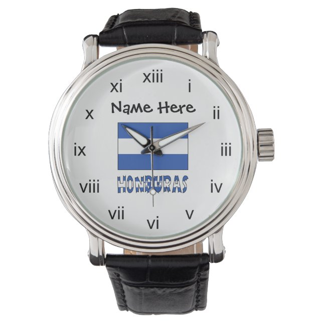 Honduras and Honduran Flag with Your Name Watch (Front)