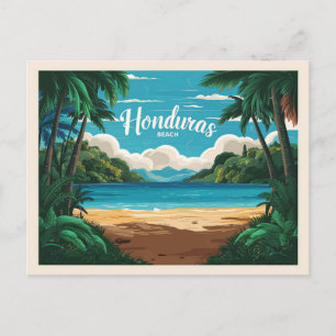 Honduras beach Retro Travel Postcard