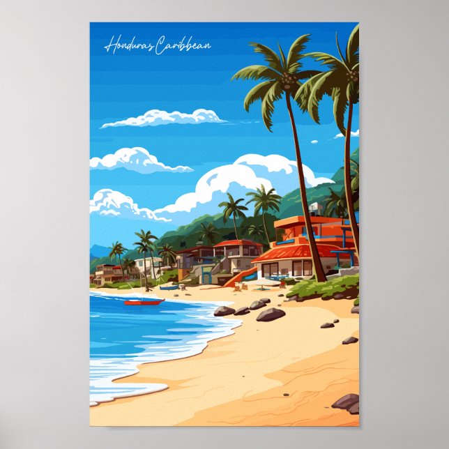 Honduras Caribbean Travel Art Vintage  Poster (Front)