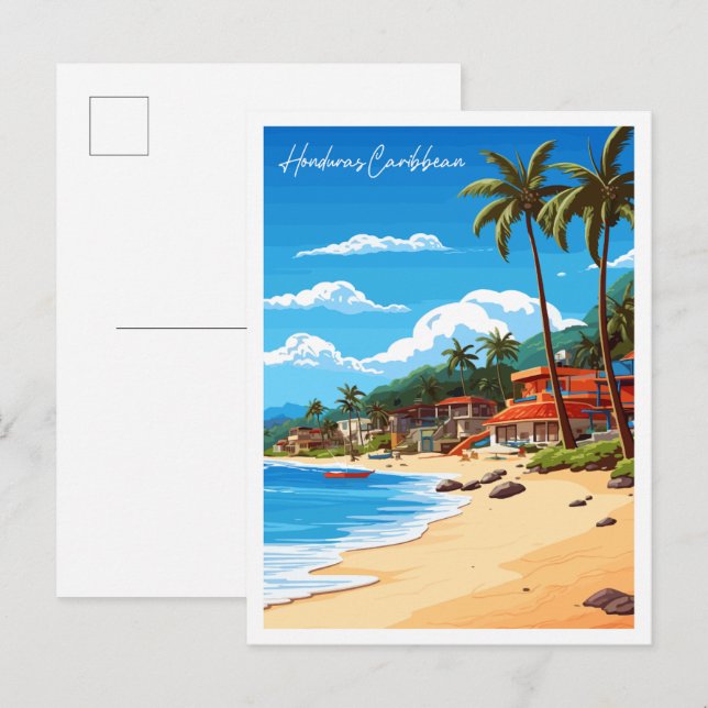 Honduras Caribbean vintage travel illustration Postcard (Front/Back)