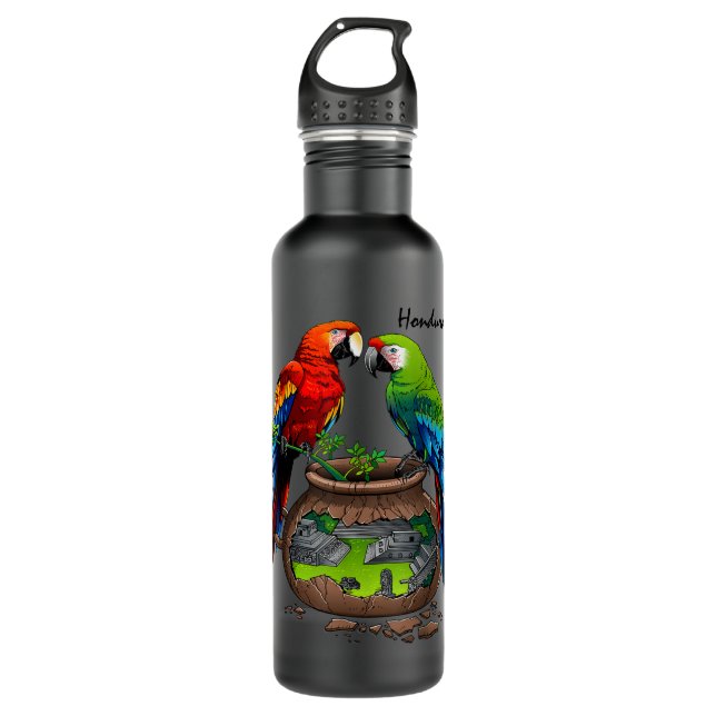 Honduras, Copan maya, loros  710 Ml Water Bottle (Front)