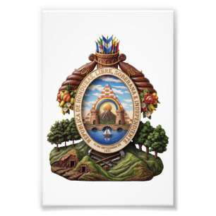 Honduras country coat arms symbol emblem flag photo print