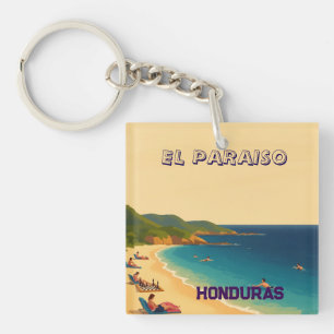 Honduras EL PARAISO Retro poster Key Ring