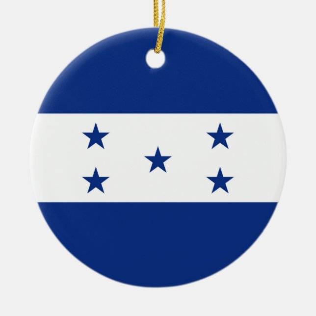 Honduras flag ceramic tree decoration (Front)