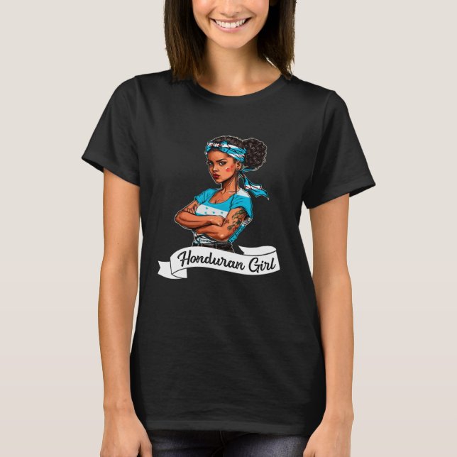 Honduras Flag Girl Women Camiseta Catracha Mujeres T-Shirt (Front)