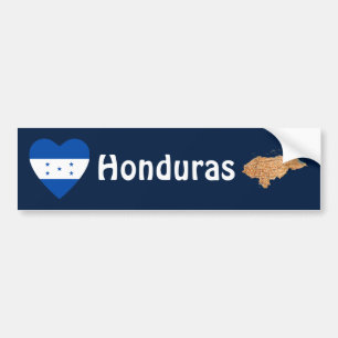 Honduras Flag Heart + Map Bumper Sticker