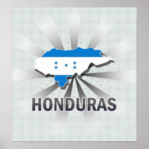 Honduras Flag Map 2.0 Poster