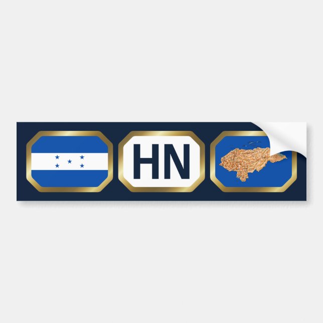 Honduras Flag Map Code Bumper Sticker (Front)