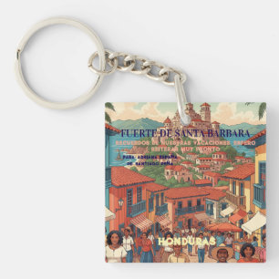   Honduras Fuerte de Santa Barbara Retro poster Key Ring