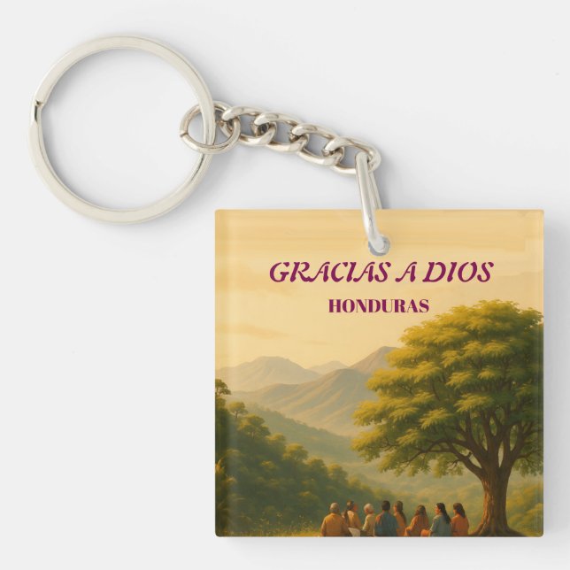  Honduras GRACIAS A DIOS Retro poster Key Ring (Front)