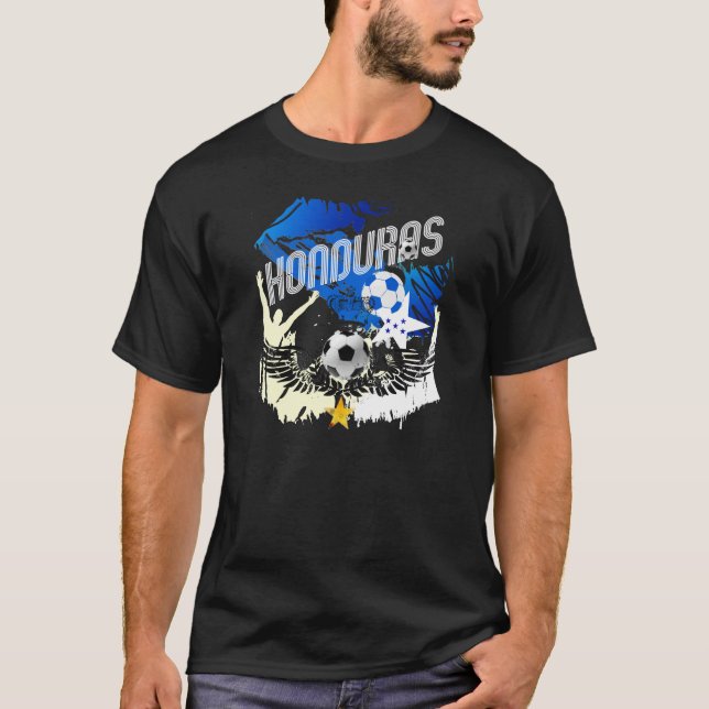 Honduras Grunge flag futbol festa soccer design T-Shirt (Front)