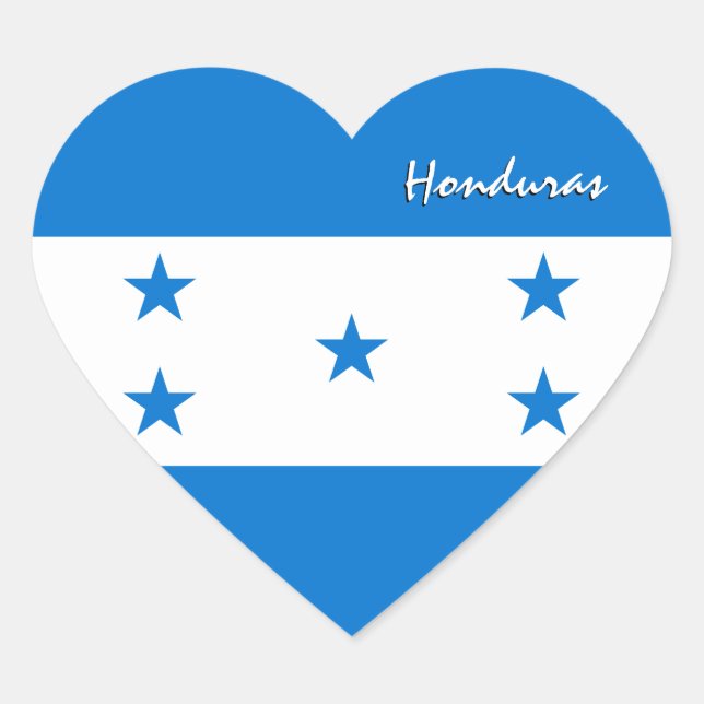Honduras Heart Sticker, Patriotic Honduras Flag Heart Sticker (Front)