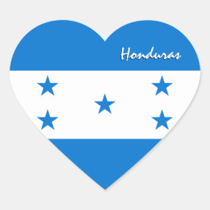 Honduras Heart Sticker, Patriotic Honduras Flag Heart Sticker