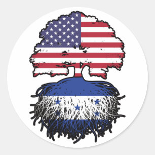 Honduras Honduran American USA Tree Roots Flag Classic Round Sticker