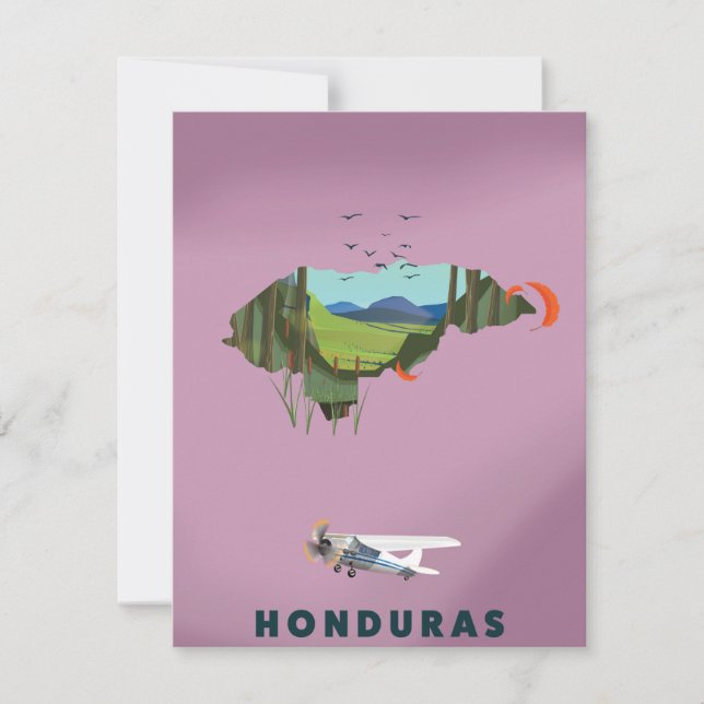 Honduras Illustrated map travel poster (Front)
