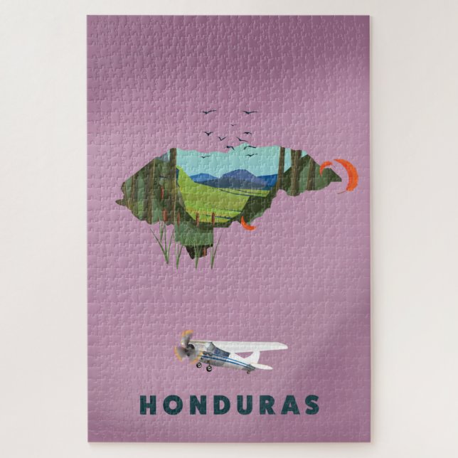 Honduras Illustrated map travel poster Jigsaw Puzzle (Vertical)