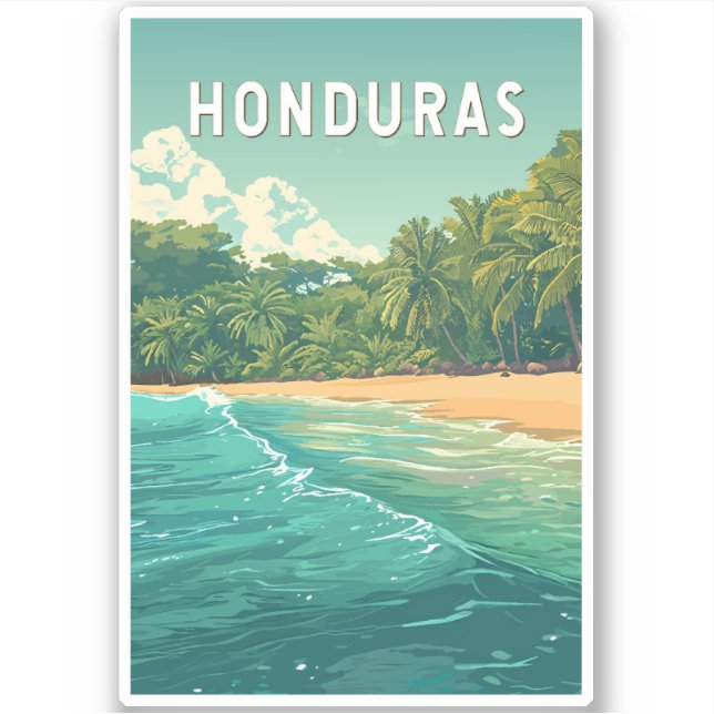 Honduras Illustration Travel Art Vintage (Front)