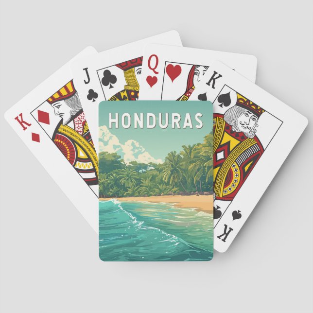 Honduras Illustration Travel Art Vintage Playing Cards (Back)