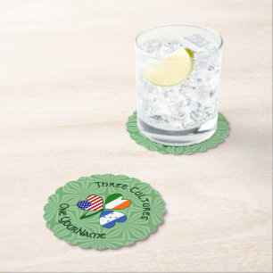 Hondúras Ireland USA Shamrock Flag Personalised Paper Coaster
