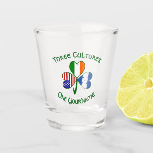 Hondúras Ireland USA Shamrock Flag Personalised Shot Glass