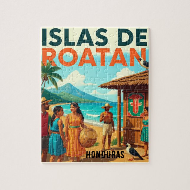  Honduras ISLAS DE ROATAN Retro poster Jigsaw Puzzle (Vertical)