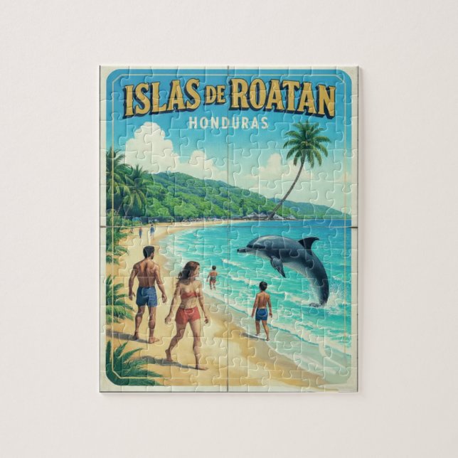 Honduras ISLAS DE ROATAN Retro poster Jigsaw Puzzle (Vertical)