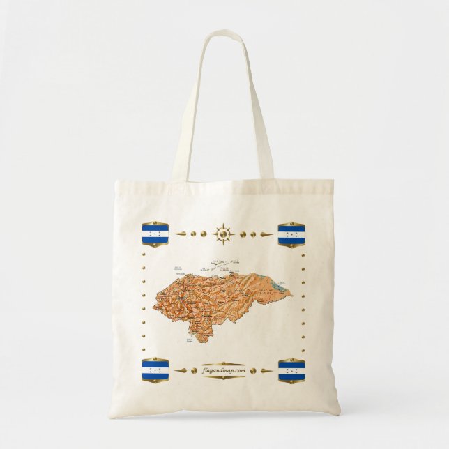 Honduras Map + Flags Bag (Front)
