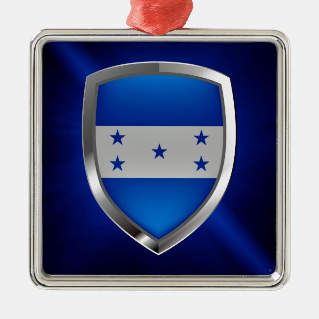 Honduras Metallic Emblem Metal Tree Decoration (Front)