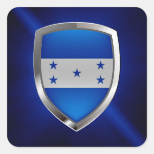 Honduras Metallic Emblem Square Sticker