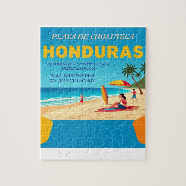  Honduras PLAYA DE CHOLUTECA Retro poster Jigsaw Puzzle (Vertical)
