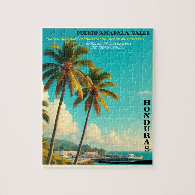  Honduras Puerto AMAPALA, VALLE Retro poster Jigsaw Puzzle (Vertical)
