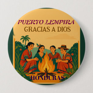 Honduras Puerto LEMPIRA Retro poster 10 Cm Round Badge