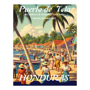  Honduras Puerto Tela Retro poster