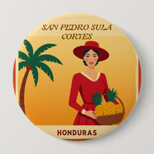  Honduras SAN PEDRO SULA Retro poster 10 Cm Round Badge