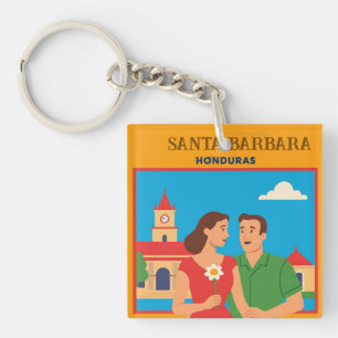  Honduras Santa Barbara Retro poster Key Ring