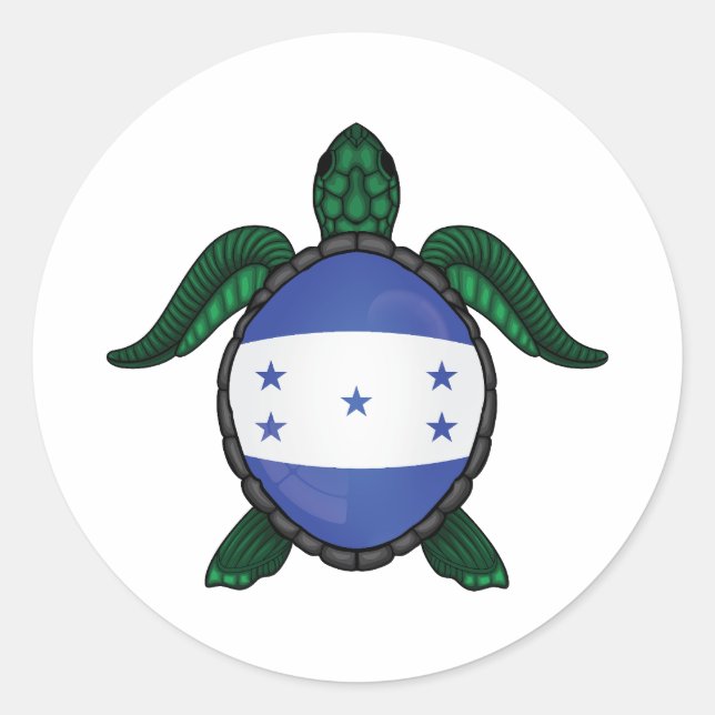 Honduras sea turtle flag classic round sticker (Front)