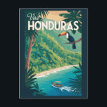 Honduras Toucan Illustration Travel Art Vintage Postcard<br><div class="desc">Honduras retro vector travel design. Whether diving in Roatán or exploring the Mayan ruins of Copán,  Honduras offers a perfect blend of adventure,  history,  and natural beauty.</div>