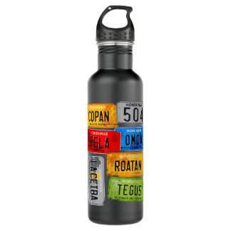 Honduras, turistic car plates, Copan, Tela, Omoa 710 Ml Water Bottle