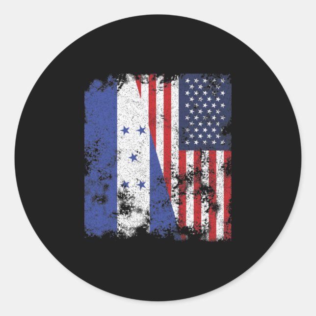 Honduras USA Flag - Half American Classic Round Sticker (Front)