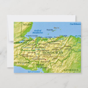 Honduras Vintage Map Postcard