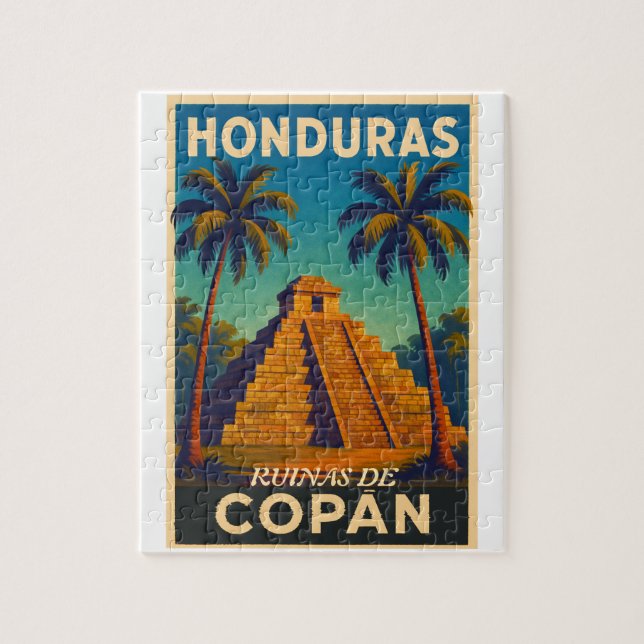  HondurasRuinas de Copán Retro poster Jigsaw Puzzle (Vertical)